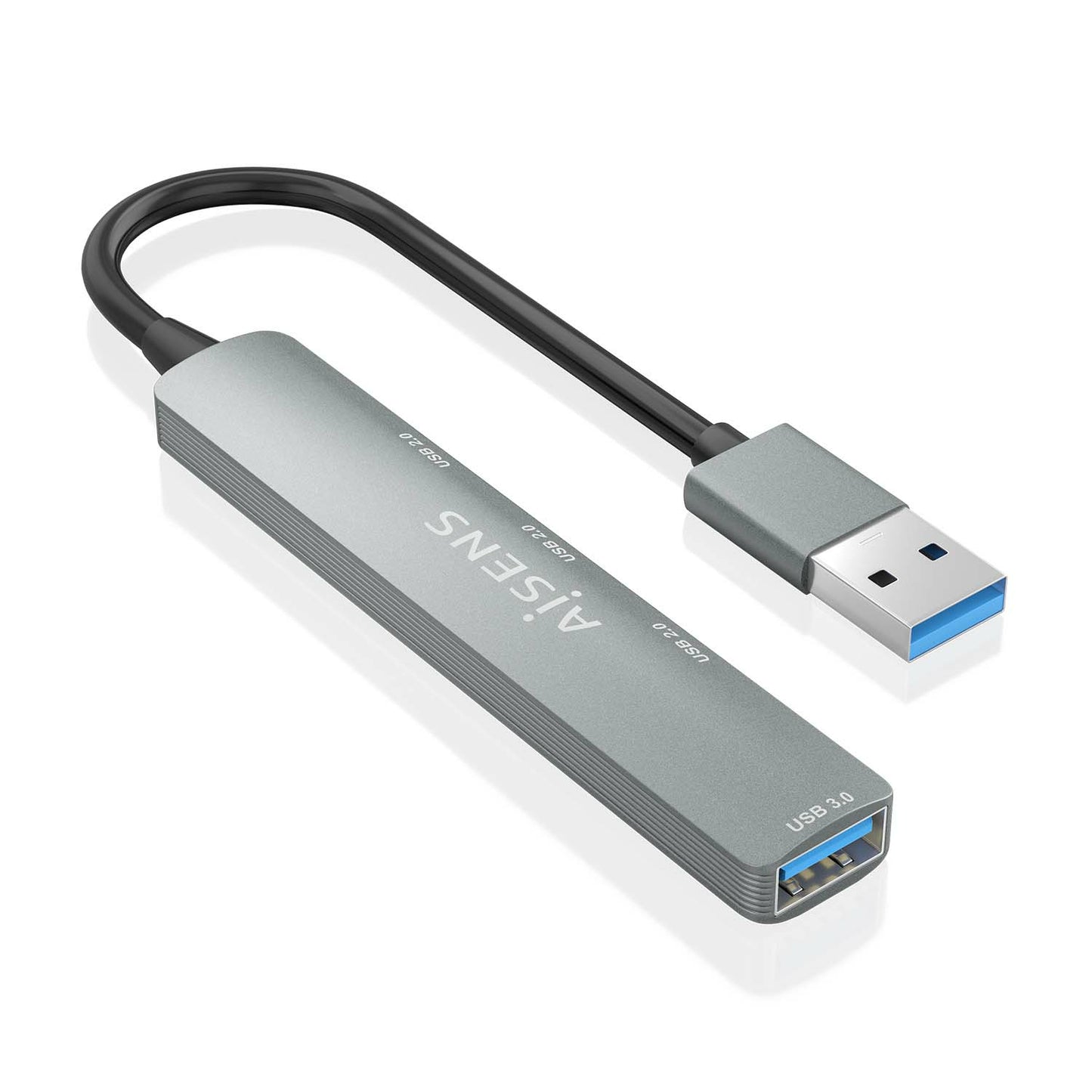 AISENS - HUB USB 3.0 Aluminio  1xUSB3.0 A/H+3xUSB2.0 A/H  Gris  10cm