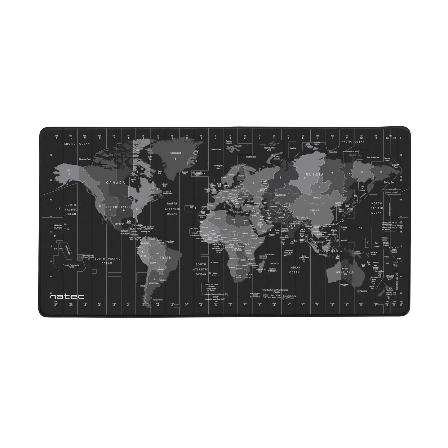 NATEC - Time Zone Map Maxi Negro  Gris