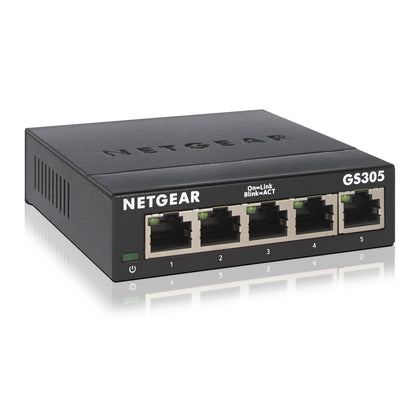 NETGEAR - GS305 No administrado L2 Gigabit Ethernet (10/100/1000) Negro