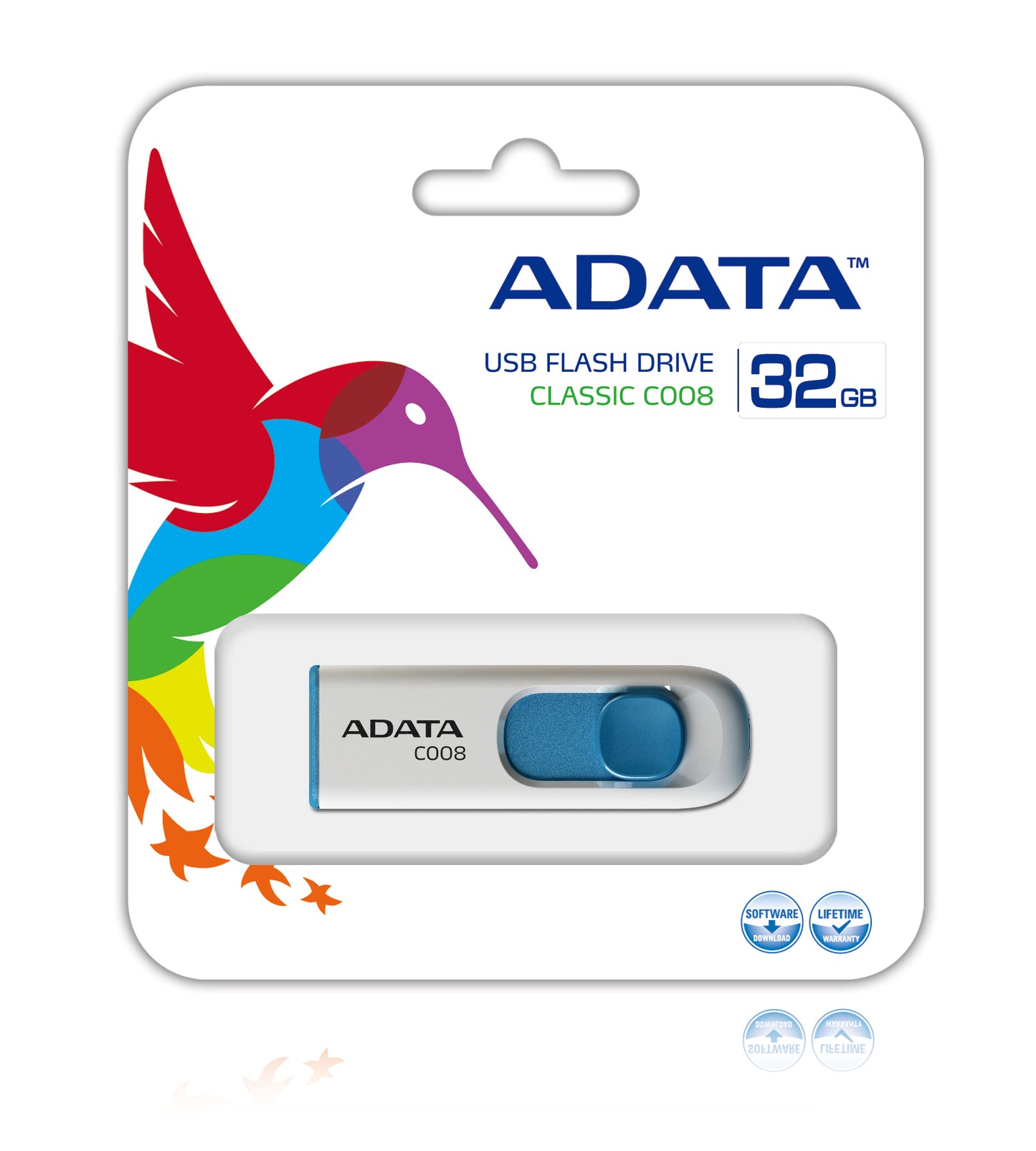 ADATA - 32GB C008 unidad flash USB USB tipo A 2.0 Azul  Blanco