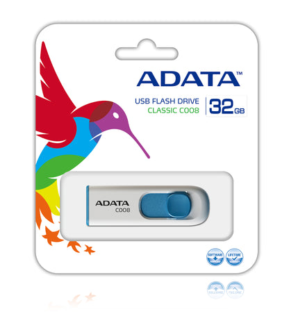 ADATA - 32GB C008 unidad flash USB USB tipo A 2.0 Azul  Blanco