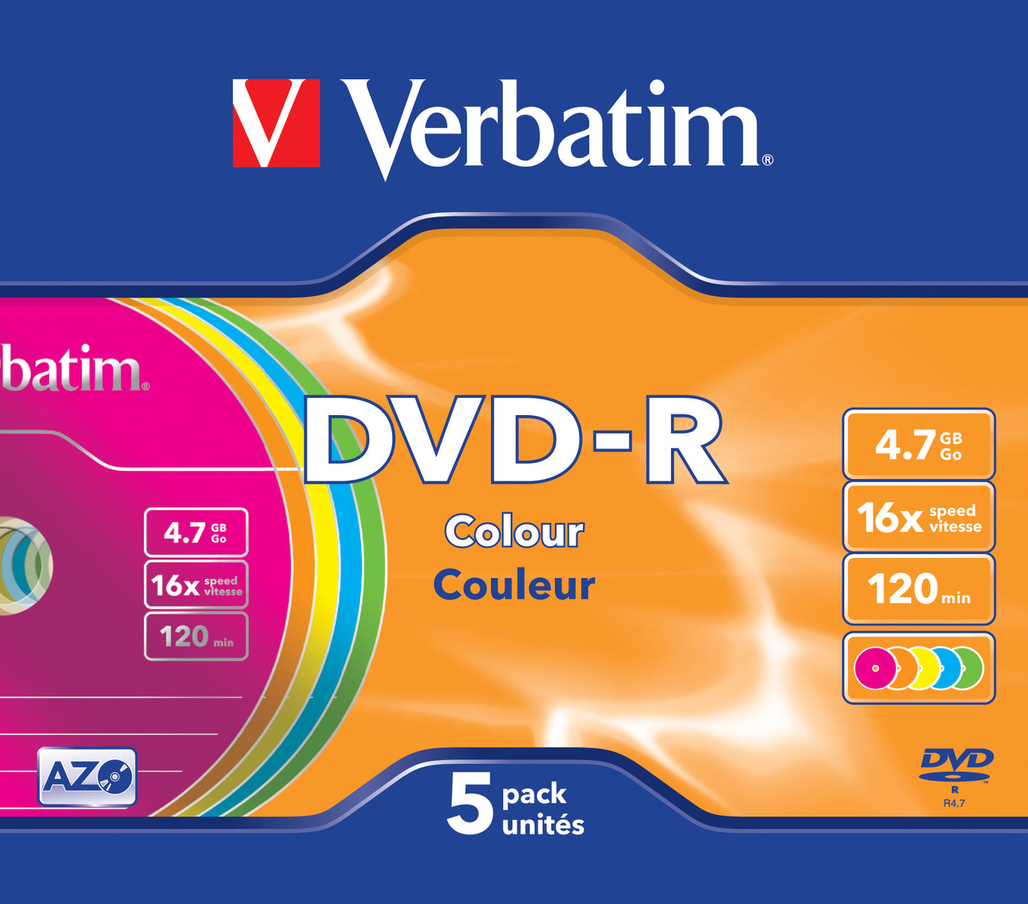 Verbatim - DVD-R Colour 4 7 GB 5 pieza(s)