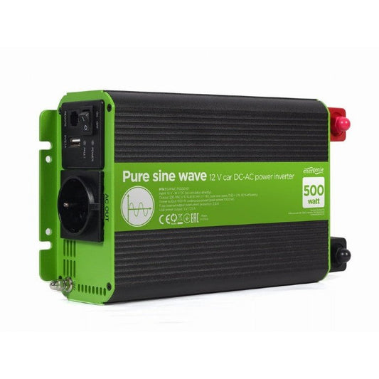 EnerGenie - EG-PWC-PS500-01 adaptador e inversor de corriente Auto 500 W Negro  Verde