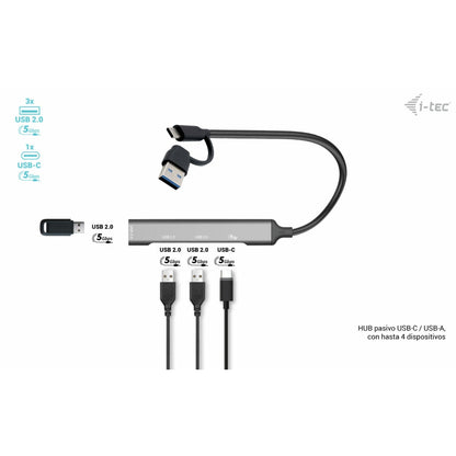 i-tec - USB-C/USB-A Metal HUB 1x USB 3.0 + 3x USB 2.0