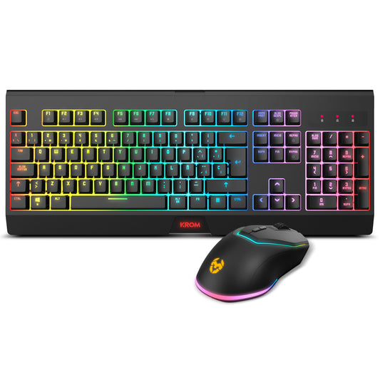 Krom - KABALA teclado Ratón incluido Juego RF inalámbrico QWERTY Español Negro