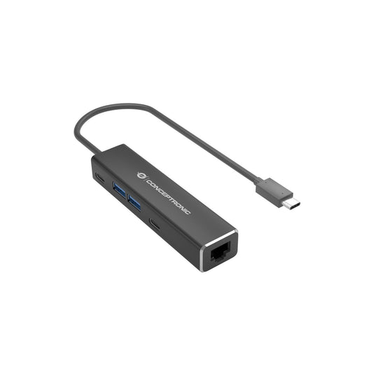 Conceptronic - ABBY13B base para portátil y replicador de puertos Alámbrico USB 3.2 Gen 1 (3.1 Gen 1) Type-C Gris