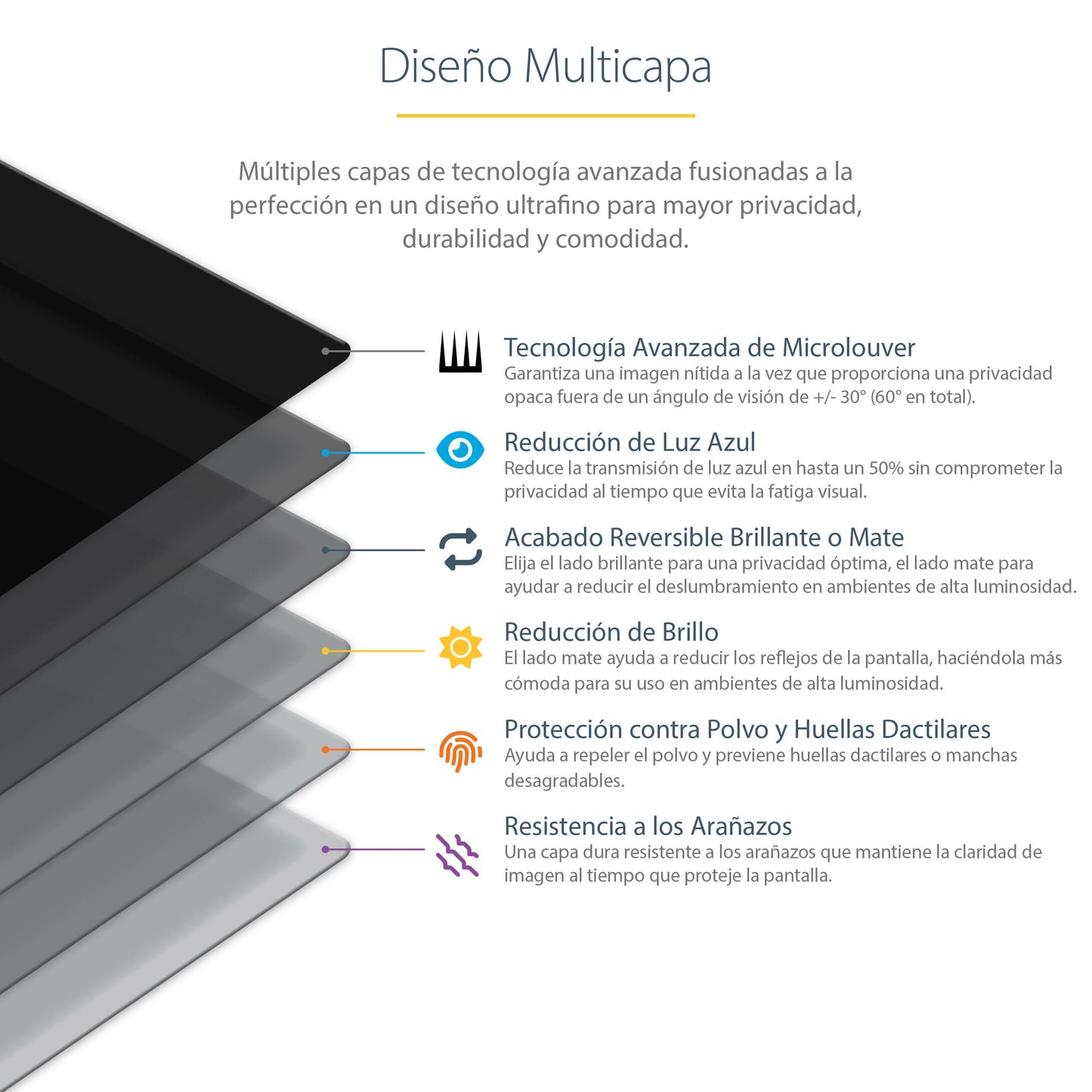 StarTech.com - Filtro de Privacidad para Monitores de 23 8 Pulgadas - Pantalla de Privacidad para Reducir la Luz Azul - de Pantalla Ancha 16:9 - Mate/Brillante - Ángulo de Visión de +/-30 Grados