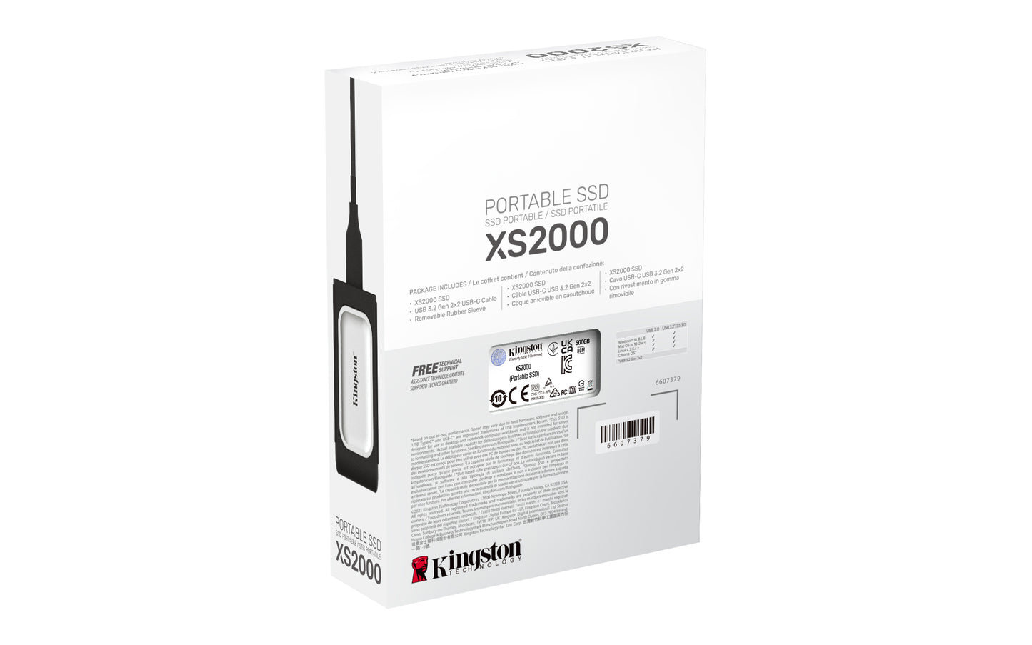 Kingston Technology - XS2000 500 GB USB Tipo C 3.2 Gen 2 (3.1 Gen 2) Negro  Plata