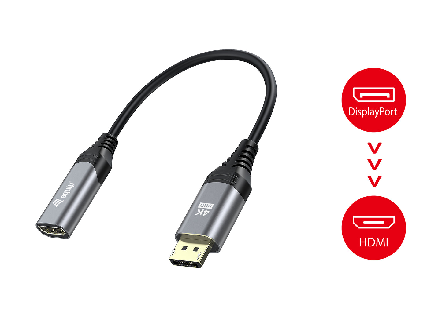 Equip - 133445 adaptador de cable de vídeo 0 15 m DisplayPort HDMI Negro  Gris