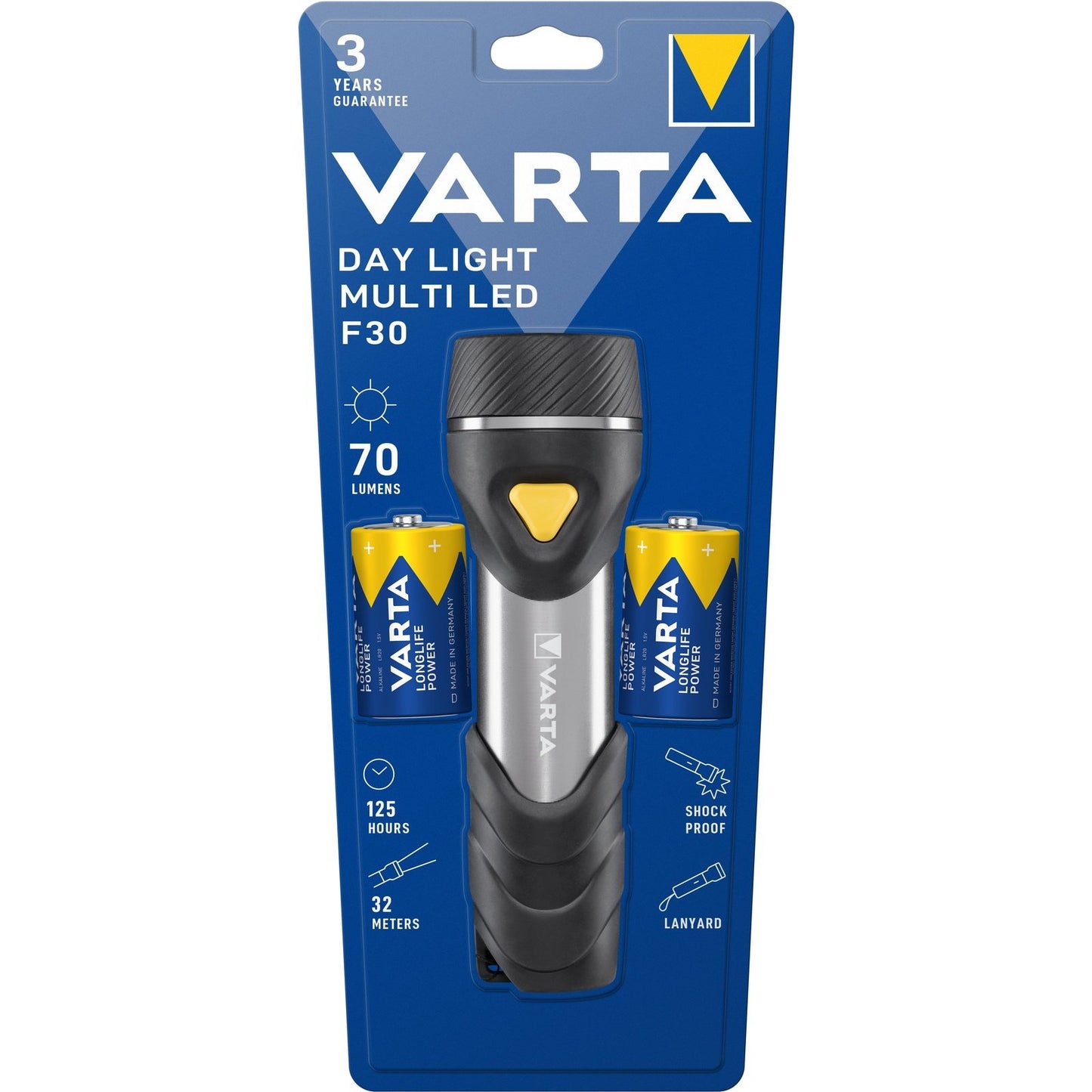 Varta - Day Light Multi LED F30 Negro  Plata  Amarillo Linterna de mano