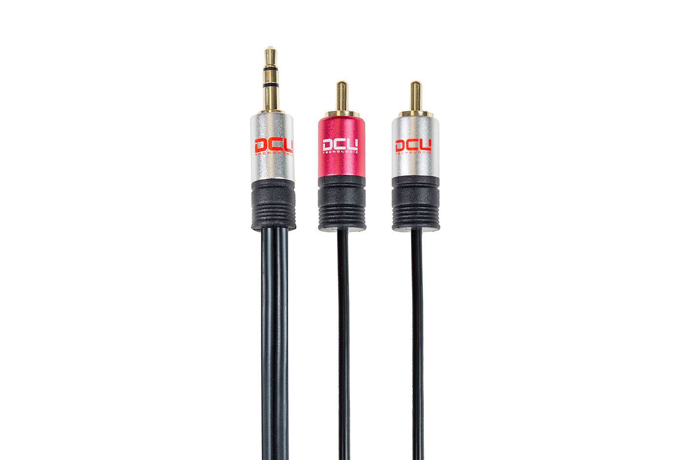 DCU Advance Tecnologic - 30701240 cable de audio 3 m 3 5mm 2 x RCA Negro  Rojo  Acero inoxidable