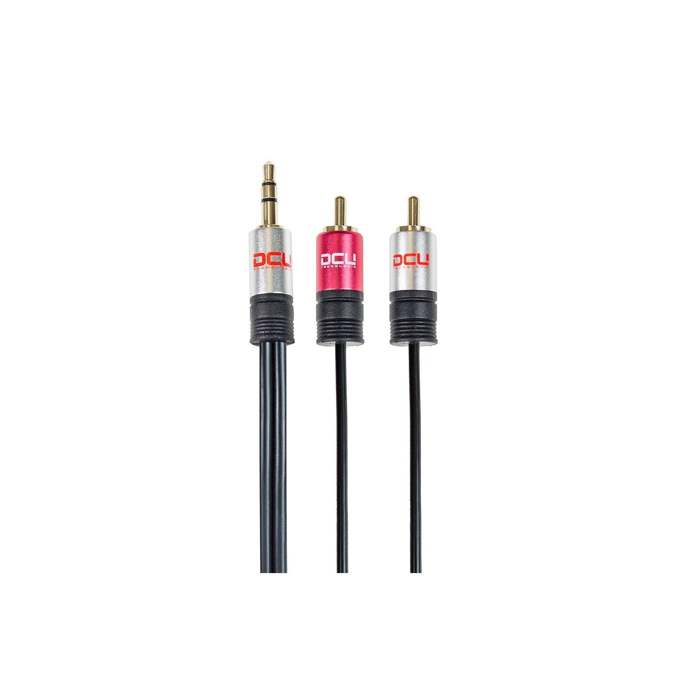 DCU Advance Tecnologic - 30701220 cable de audio 1 m 3 5mm 2 x RCA Negro  Rojo  Acero inoxidable