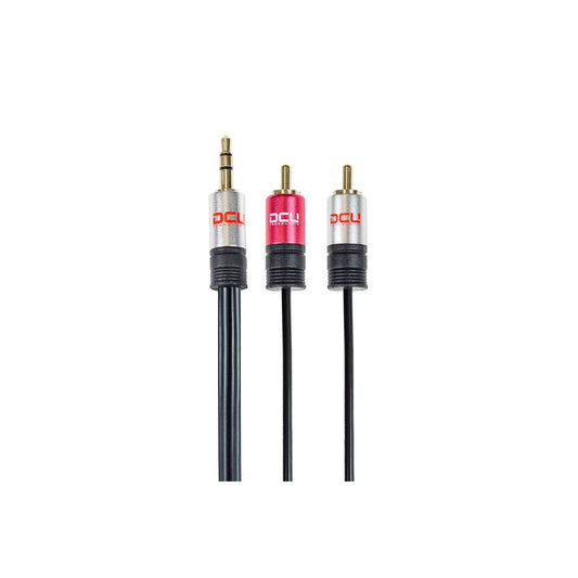 DCU Advance Tecnologic - 30701220 cable de audio 1 m 3 5mm 2 x RCA Negro  Rojo  Acero inoxidable