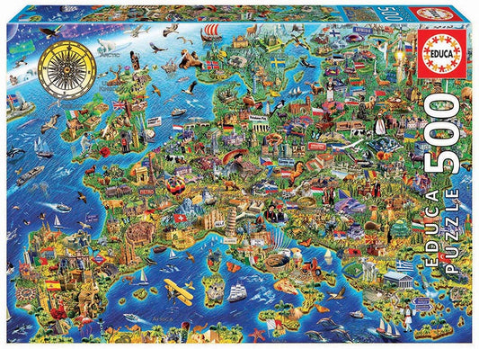 Educa - Crazy European Map Puzzle rompecabezas 500 pieza(s) Mapas