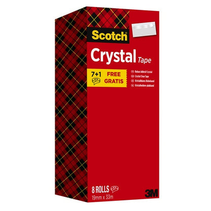 Scotch - PACK 7+1 ROLLOS CINTA SUPERTRANSPARENTE 19MM X 33M CRYSTAL 6-1933R8 SCOTH 7100026961