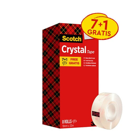 Scotch - PACK 7+1 ROLLOS CINTA SUPERTRANSPARENTE 19MM X 33M CRYSTAL 6-1933R8 SCOTH 7100026961