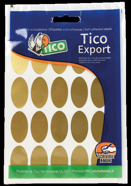 Tico - E-GL-3620 etiqueta autoadhesiva Oro Ovalado 200 pieza(s)