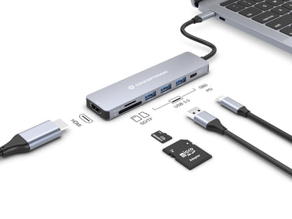 Conceptronic - DONN19G base para portátil y replicador de puertos Alámbrico USB 3.2 Gen 1 (3.1 Gen 1) Type-C Gris