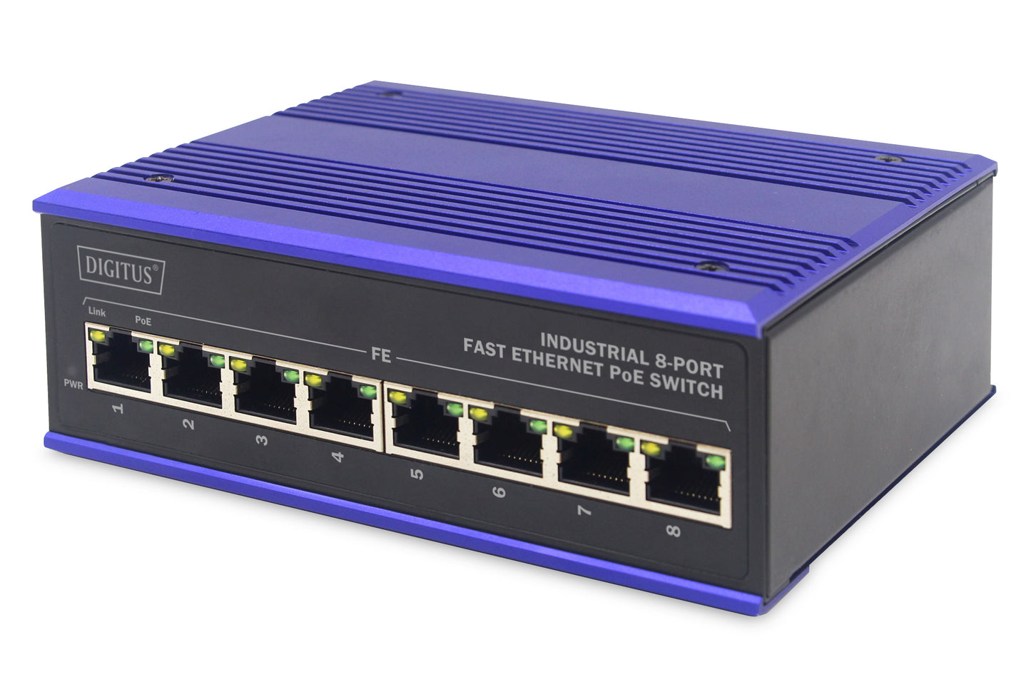 Digitus - Conmutador PoE de red Fast Ethernet de 8 puertos  industrial  no gestionado