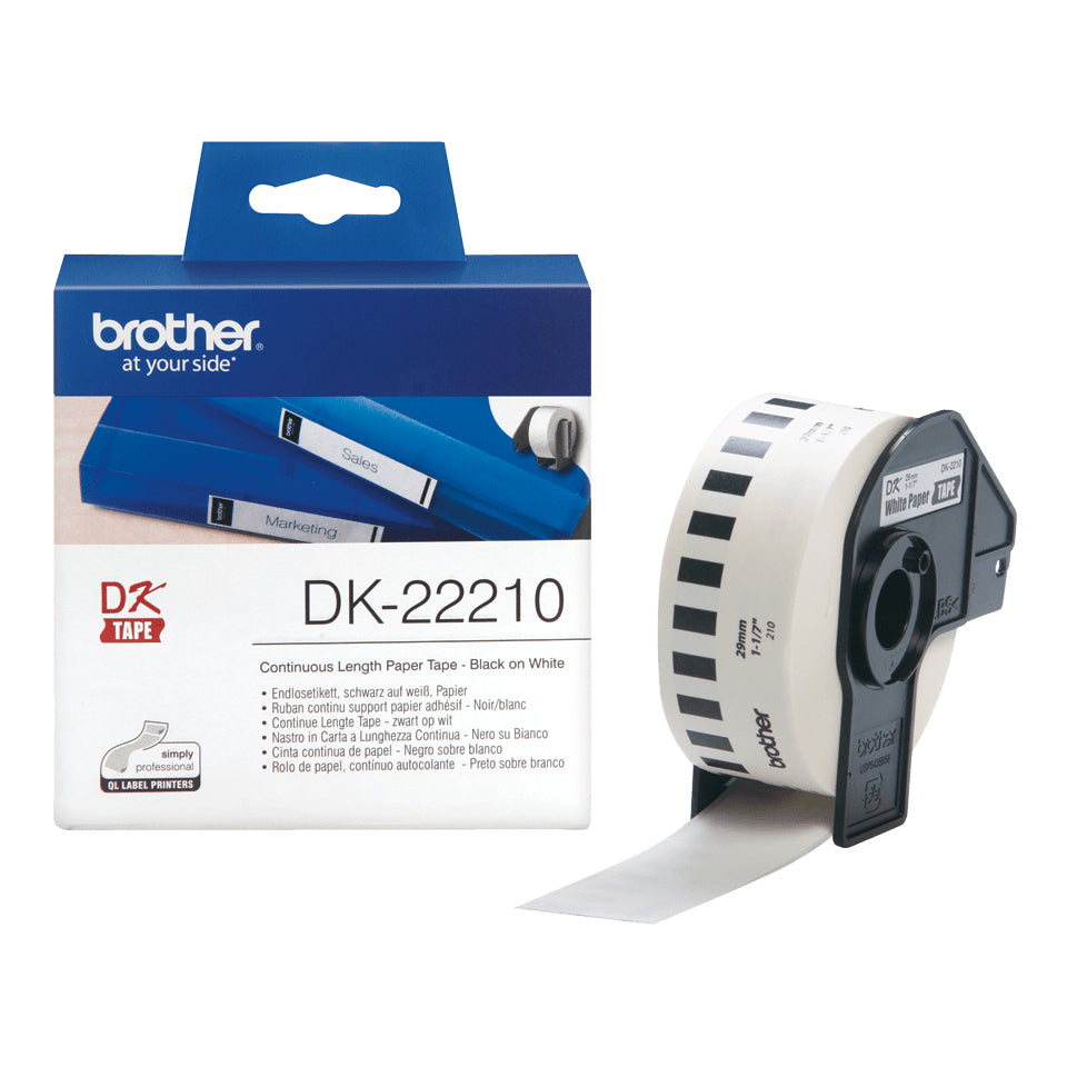 Brother DK-22210 cinta para impresora de etiquetas Negro sobre blanco