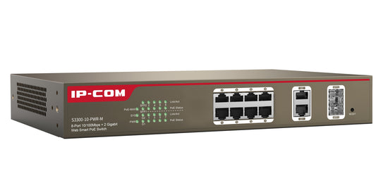 IP-COM Networks - S3300-10-PWR-M switch Gestionado L2 Fast Ethernet (10/100) Energía sobre Ethernet (PoE) Gris