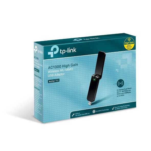 TP-Link Archer T4U Adaptador USB 3.0 Inalambrico de Doble Banda AC1300 - Hasta 1200Mbps (867+400) - IEEE 802.11ac - Boton WPS 1 pieza(s)