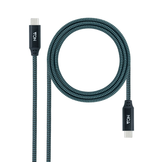 Nanocable - Cable USB 3.2 Gen2x2 20Gbps 5A/100W 4K/60Hz USB-C/M-USB-C/M  Gris/Negro  1 m