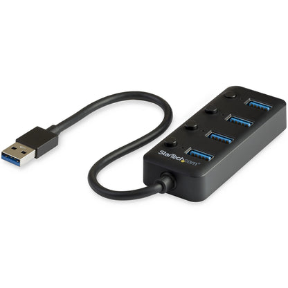 StarTech.com - Hub Ladrón USB 3.0 4 Puertos - USB-A a USB 3.0 Tipo A con Interruptores Individuales de Encendido/Apagado - USB 3.2 Gen 1 SuperSpeed 5Gbps - Alimentado por el Bus USB - Portátil - Cable de 25cm