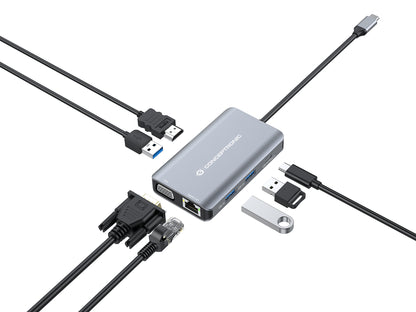 Conceptronic - DONN21G base para portátil y replicador de puertos Alámbrico USB 3.2 Gen 1 (3.1 Gen 1) Type-C Gris