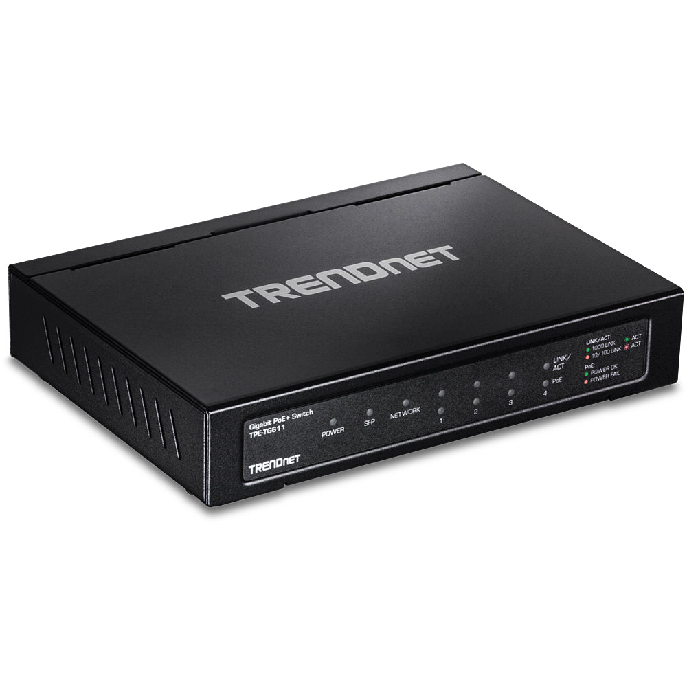 Trendnet - TPE-TG611 switch Gigabit Ethernet (10/100/1000) Energía sobre Ethernet (PoE) Negro