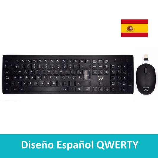 Ewent - EW3256 teclado Ratón incluido Universal RF inalámbrico QWERTY Español Negro