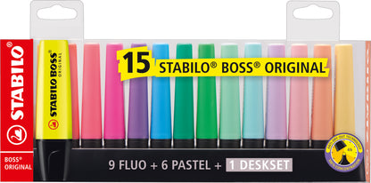 STABILO - BOSS ORIGINAL marcador 15 pieza(s) Punta de cincel Multicolor