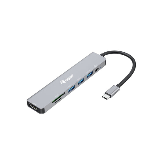 Equip - 133494 base para portátil y replicador de puertos Alámbrico USB 3.2 Gen 1 (3.1 Gen 1) Type-C Plata