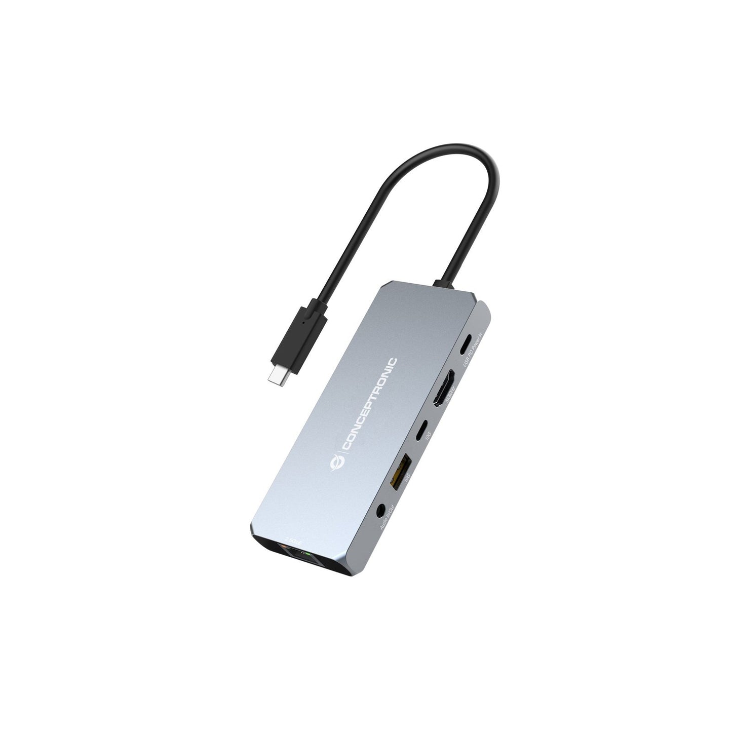 Conceptronic - DONN22G base para portátil y replicador de puertos Alámbrico USB 3.2 Gen 2 (3.1 Gen 2) Type-C Gris