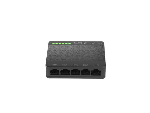 Lanberg - DSP1-1005 switch No administrado Gigabit Ethernet (10/100/1000) Negro  Gris