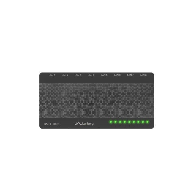 Lanberg - DSP1-1008 switch No administrado Gigabit Ethernet (10/100/1000) Negro  Gris