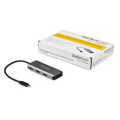 StarTech.com - Hub Ladrón USB-C de 3 Puertos 10Gbps y Lector de Tarjetas de Memoria Flash SD - con 3 Puertos USB-A y 1 Ranura SD - Adaptador Hub Concentrador 3.2 Gen 2 Tipo C - Portátil - Hub para Ordenador Portátil - Alimentado por USB - Compatible TB3