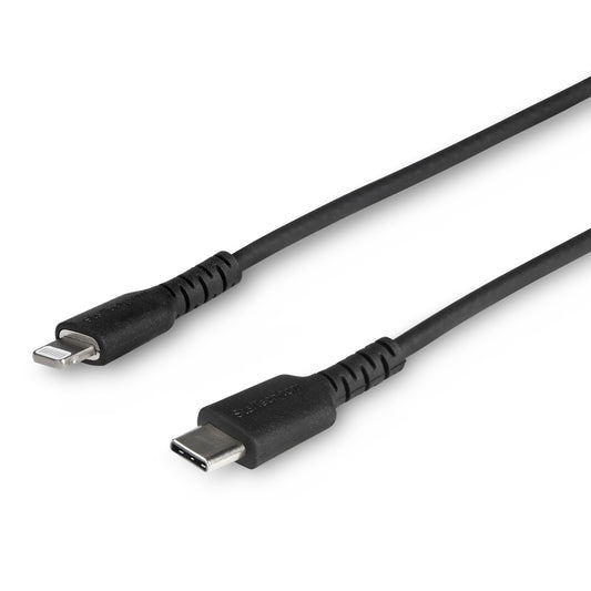 StarTech.com - Cable Resistente USB-C a Lightning de 1 m Negro - Cable de Sincronización y Carga USB Tipo C a Lightning con Fibra de Aramida Resistente - Certificado MFi de Apple - para iPad/iPhone 12