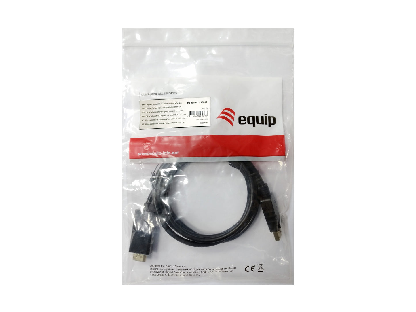 Equip - 119390 adaptador de cable de vídeo 2 m DisplayPort HDMI Negro