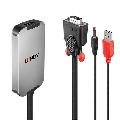 Lindy - 38296 adaptador de cable de vídeo Negro  Blanco