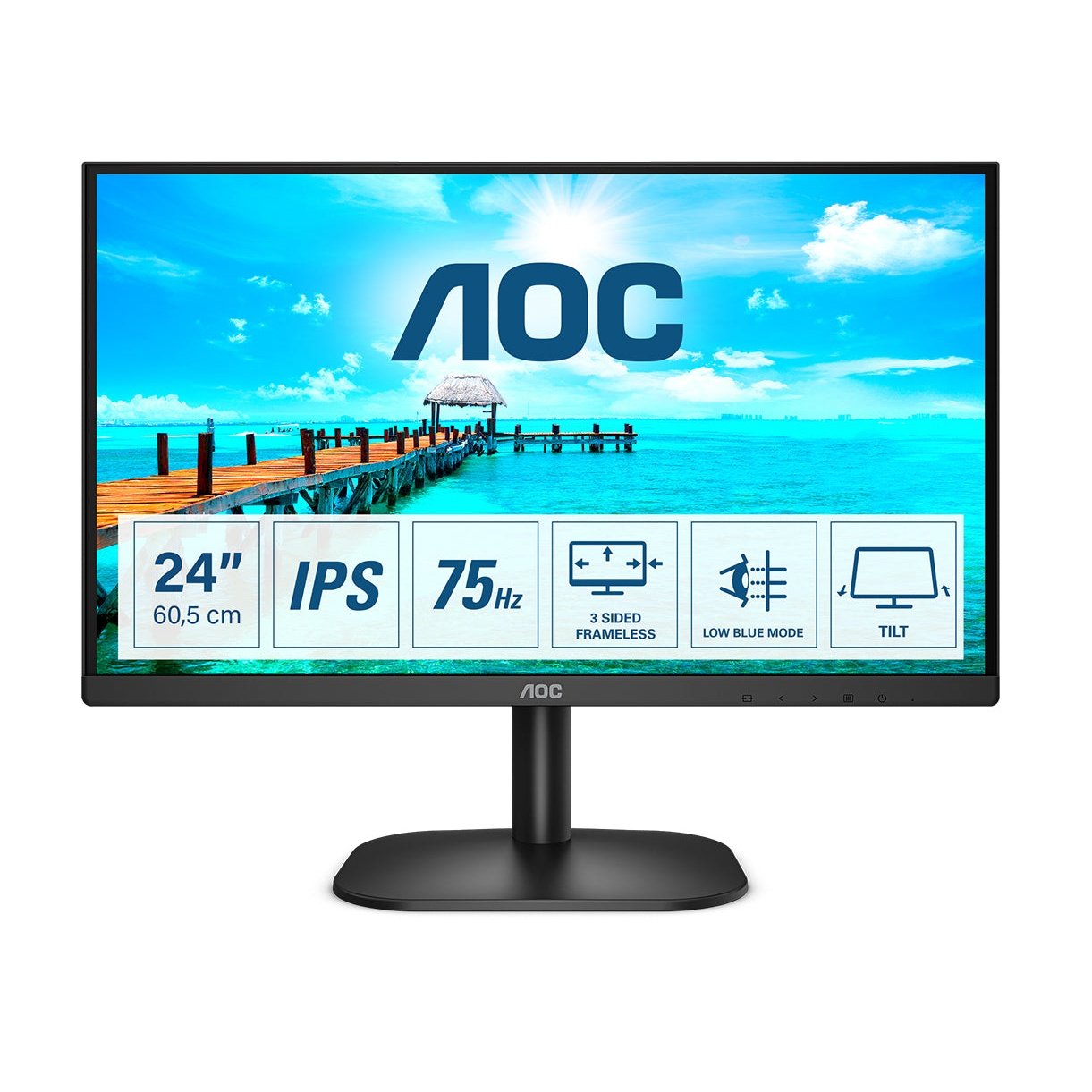 AOC - B2 24B2XH pantalla para PC 60 5 cm (23.8") 1920 x 1080 Pixeles Full HD LED Negro