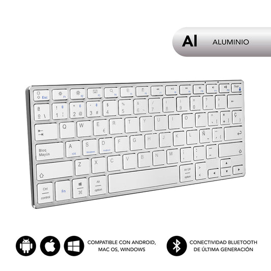 SUBBLIM - Teclado Wireless Bluetooth Aluminio Advance Compact Silver