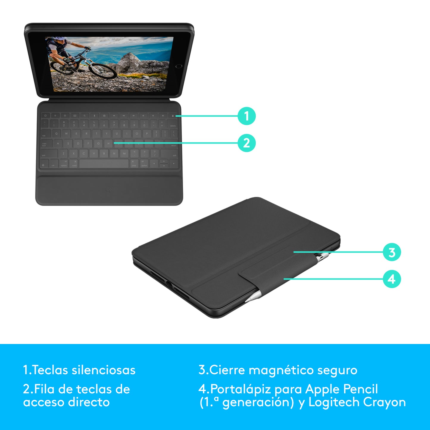 Logitech - Rugged Folio Grafito Smart Connector QWERTY Español