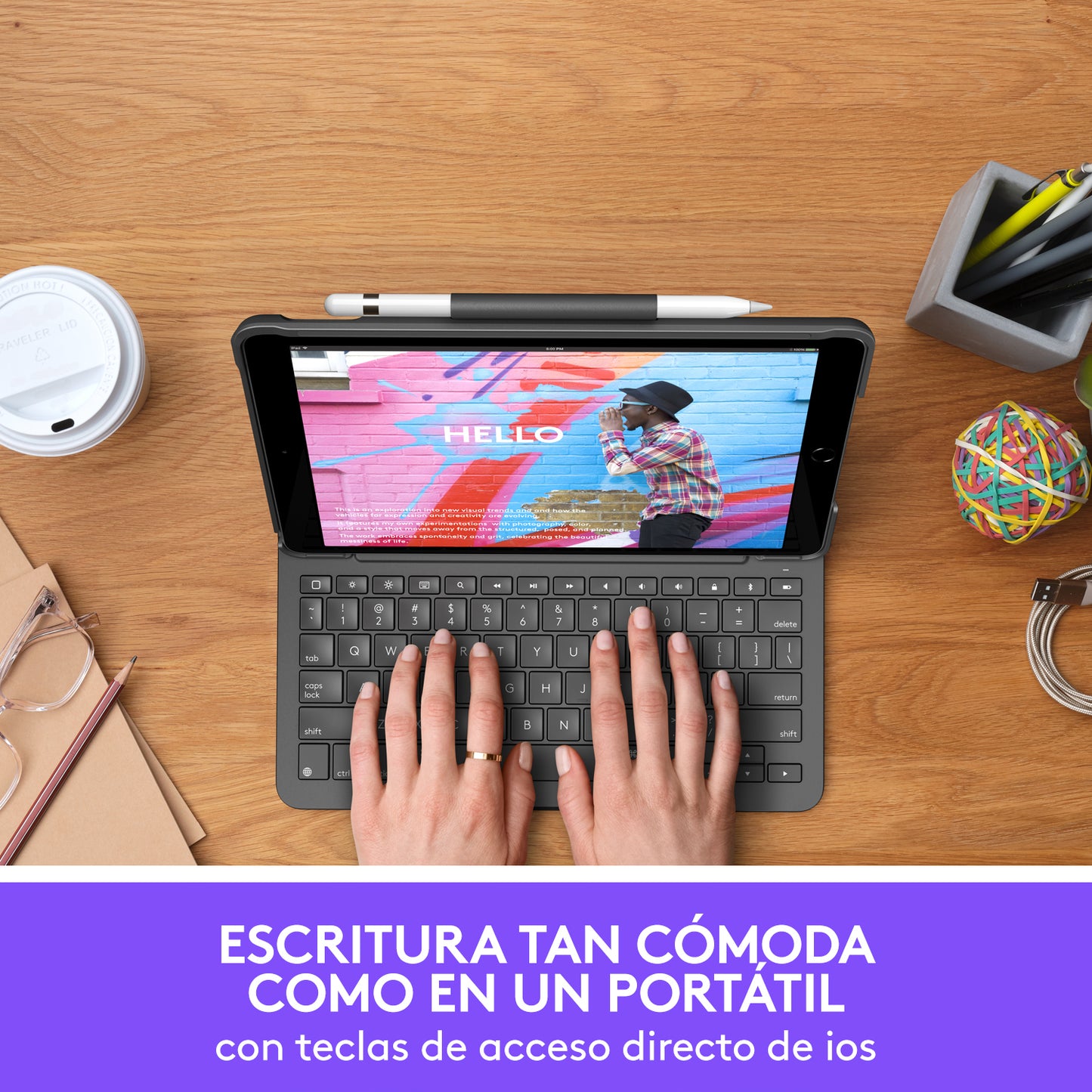 Logitech - Slim Folio Grafito Bluetooth QWERTY Español