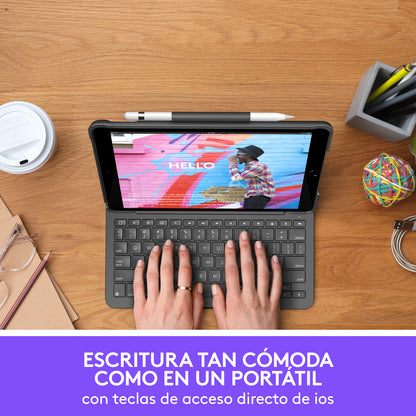 Logitech - Slim Folio Grafito Bluetooth QWERTY Español