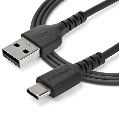 StarTech.com - Cable de Carga USB-A a USB-C de 1m - Cable de Carga Rápida y Sincronización USB 2.0 de Servicio Pesado - Cable de Datos USB 2.0- Resistente con Fibra de Aramida - M/M - 3A - Negro