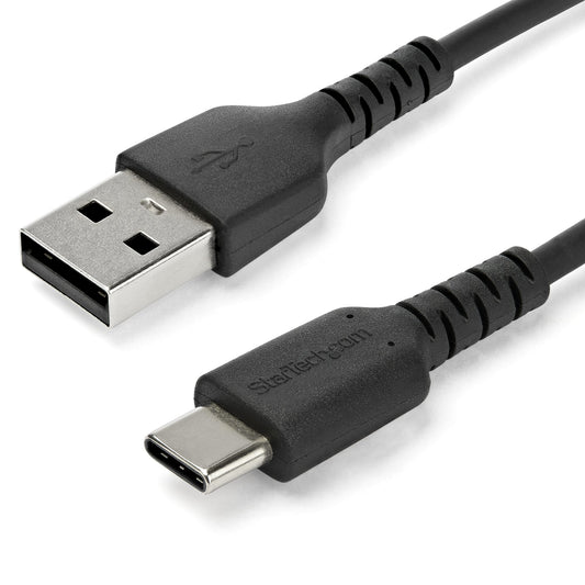 StarTech.com - Cable de Carga USB-A a USB-C de 2m - Cable de Carga Rápida y Sincronización USB 2.0 de Servicio Pesado - Cable de Datos USB 2.0- Resistente con Fibra de Aramida - M/M - 3A - Negro