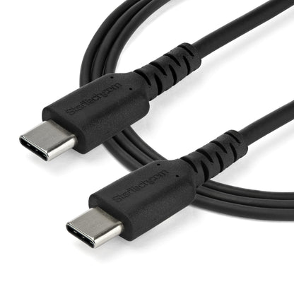 StarTech.com - Cable de 1m de Carga USB C - de Carga Rápida y Sincronización USB 2.0 Tipo C a USB C para Portátiles - Revestimiento TPE de Fibra de Aramida M/M 60W Negro - iPad Pro Surface