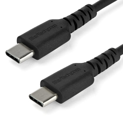 StarTech.com - Cable de 1m de Carga USB C - de Carga Rápida y Sincronización USB 2.0 Tipo C a USB C para Portátiles - Revestimiento TPE de Fibra de Aramida M/M 60W Negro - iPad Pro Surface