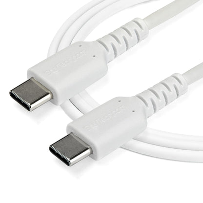 StarTech.com - Cable de 2m de Carga USB C - de Carga Rápida y Sincronización USB 2.0 Tipo C a USB C para Portátiles - Revestimiento TPE de Fibra de Aramida M/M 60W Blanco - iPad Pro Surface